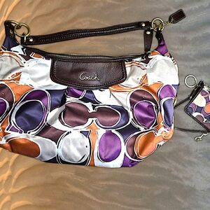 Coach Purple and Orange Shoulder Bag with Vibrant Design